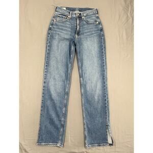 Gap High Rise ’90s Loose Fit Jeans Womens 25/00R Blue Denim Stretch Split Hem